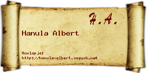 Hanula Albert névjegykártya