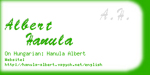 albert hanula business card
